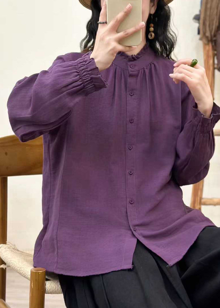 Kvinnors Löst Skjorta med Volang Bohemisk Stil 1