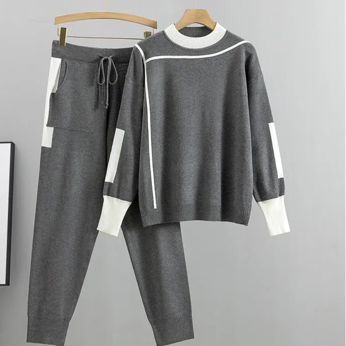 Kvinnors Lounge Set Med Tröja Och Byxor Trendig Stil 1