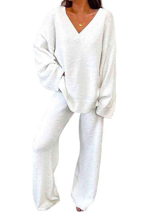 Kvinnors Loungewear Set med V-hals och Batwing Ärmar 0