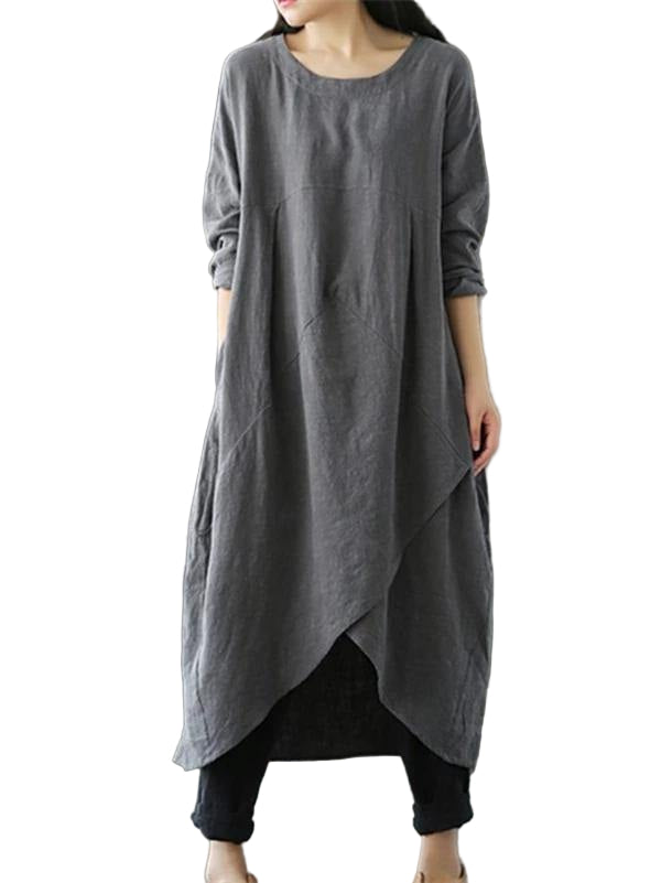 Kvinnors Maxi Klänning Asymmetrisk Hals 0