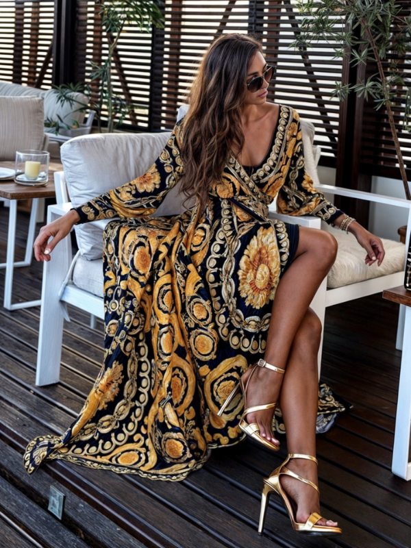 Kvinnors Maxi Klänning Bohemisk Stil med Blommönster 2