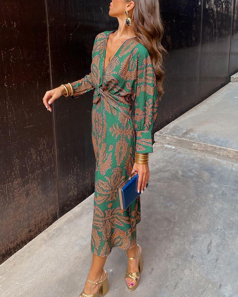 Kvinnors Maxi Klänning Boho Wrap Stil 3