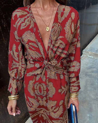 Kvinnors Maxi Klänning Boho Wrap Stil 8