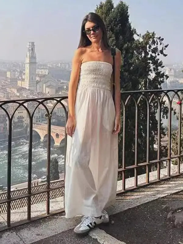 Kvinnors Maxi Klänning Tube Top Utan Ärmar 5