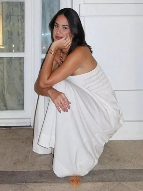 Kvinnors Maxi Klänning Tube Top Utan Ärmar 6