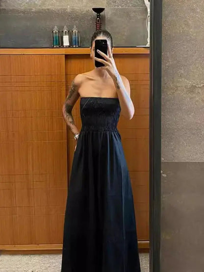 Kvinnors Maxi Klänning Tube Top Utan Ärmar 9