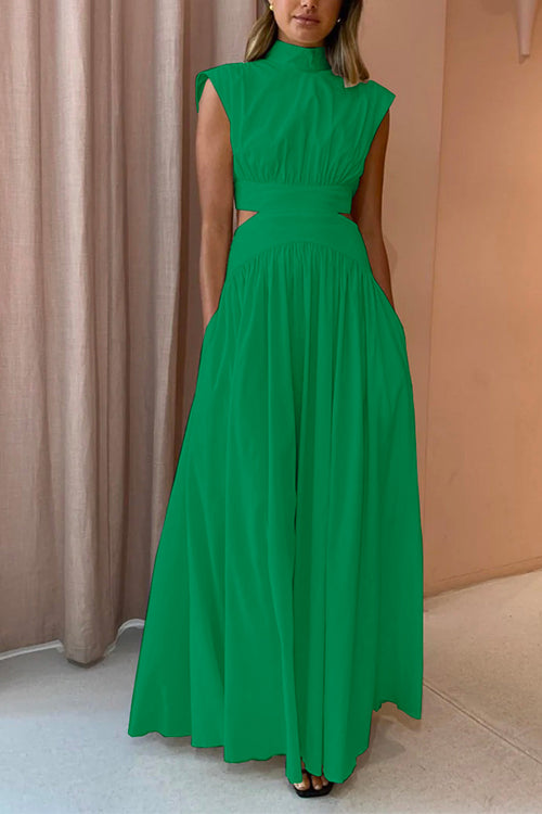 Kvinnors Maxi Klänning med Mockneck och Utsnitt 1