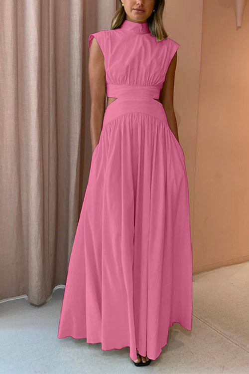 Kvinnors Maxi Klänning med Mockneck och Utsnitt 3