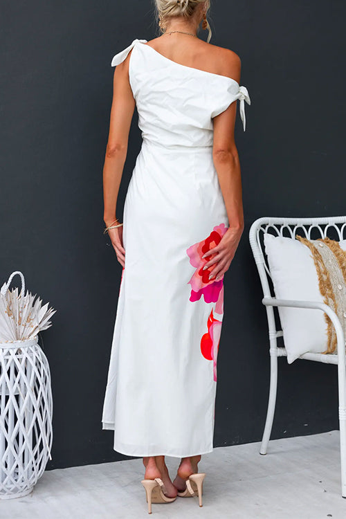 Kvinnors Maxiklänning med Asymmetrisk Axelsida och Slits 3