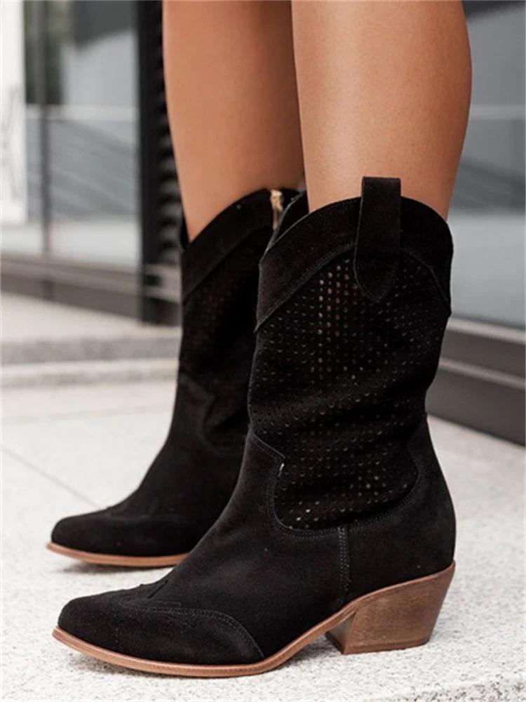 Kvinnors Mid-Length Western Boots Stilrena 2