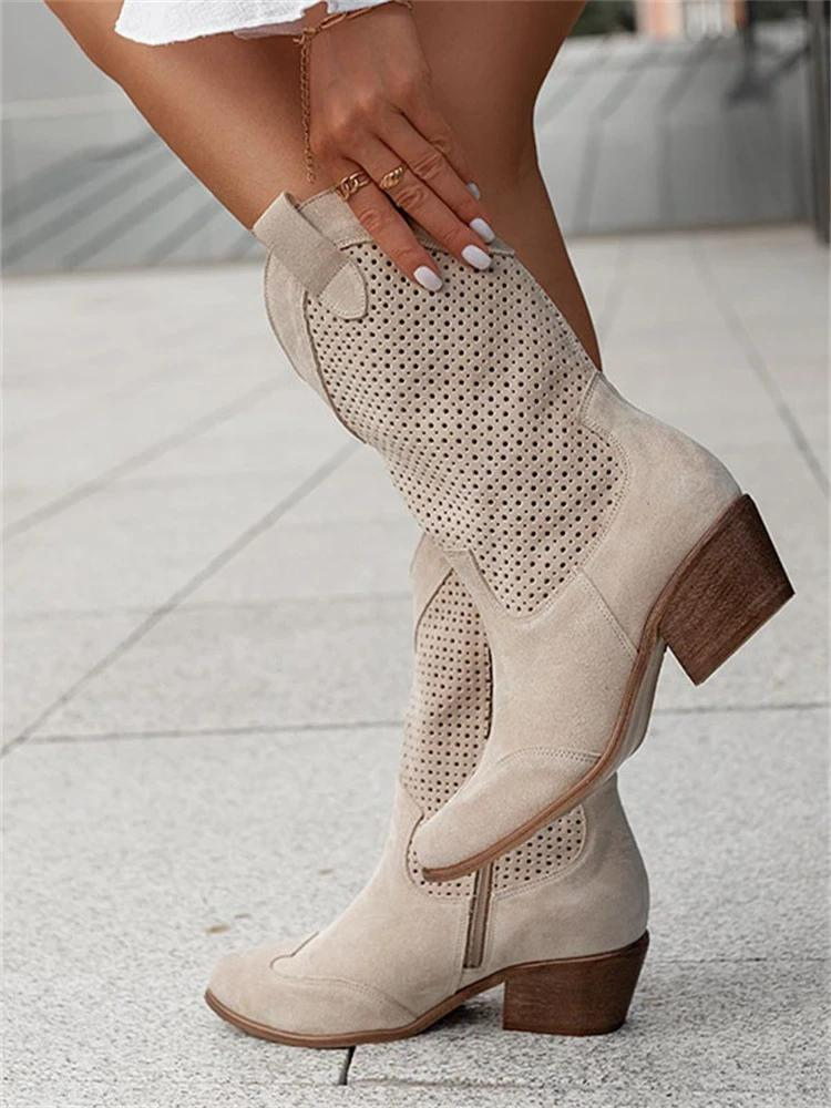 Kvinnors Mid-Length Western Boots Stilrena 3