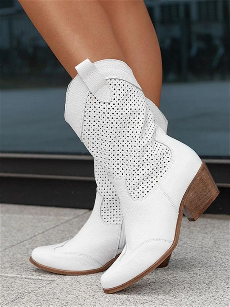 Kvinnors Mid-Length Western Boots Stilrena 5