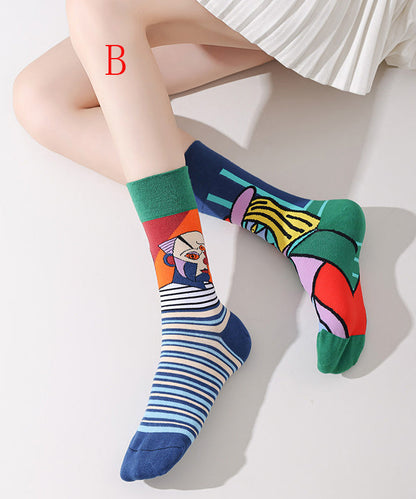 Kvinnors Mid Calf Strumpor med Asymmetrisk Design 1