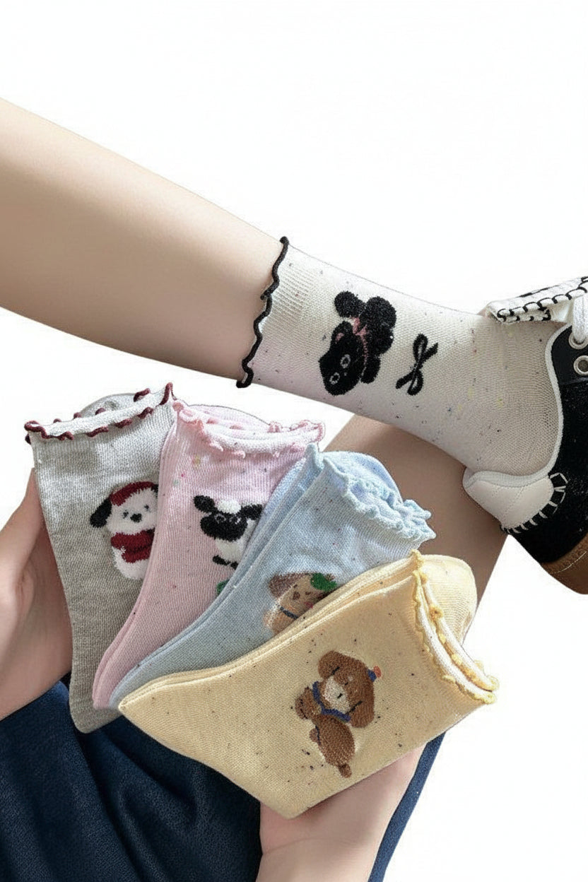 Kvinnors Mid Calf Strumpor med Tecknat Svampmotiv 0