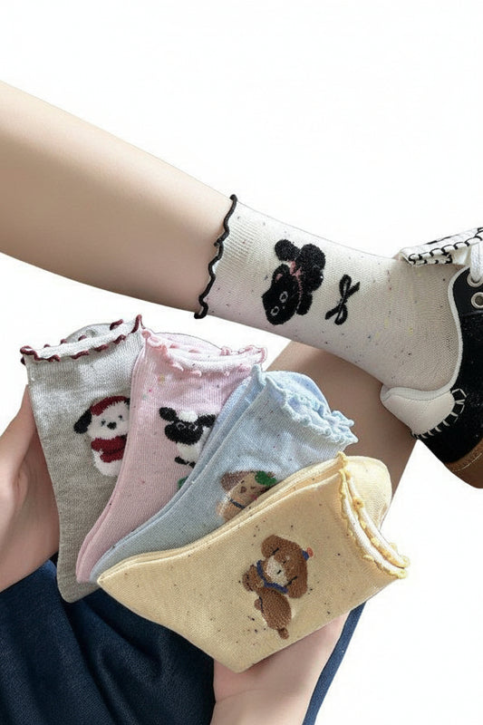 Kvinnors Mid Calf Strumpor med Tecknat Svampmotiv 0