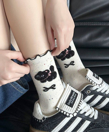 Kvinnors Mid Calf Strumpor med Tecknat Svampmotiv 1