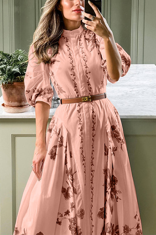 Kvinnors Midi-skjortklänning med Puffärmar 3