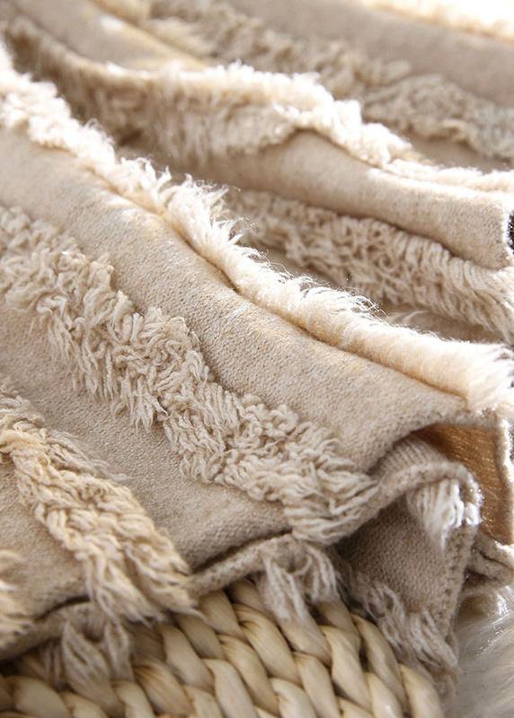 Kvinnors Midi Kjol med Elastisk Midja och Fransar i Bomull 4