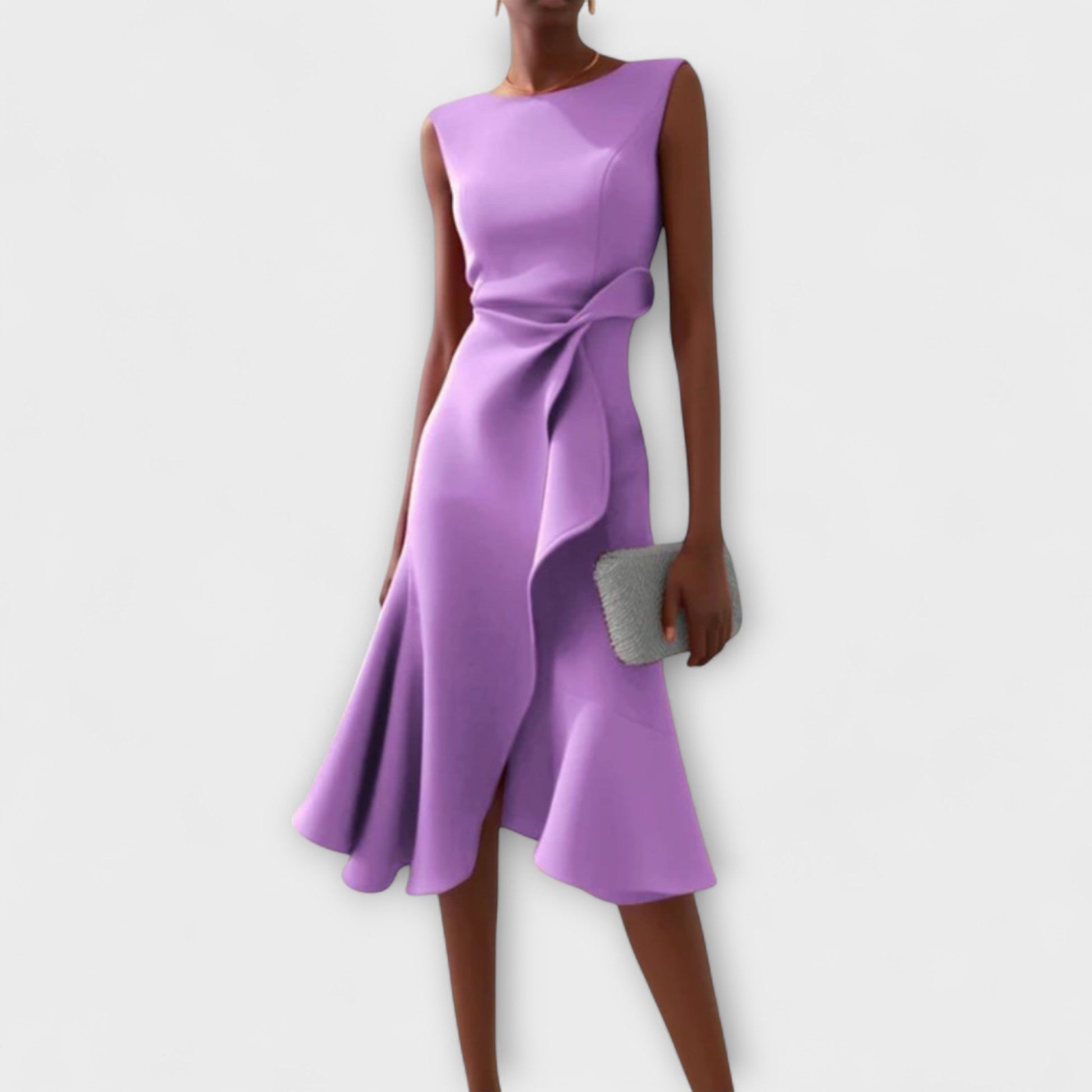 Kvinnors Midi Klänning Asymmetrisk Stil 5