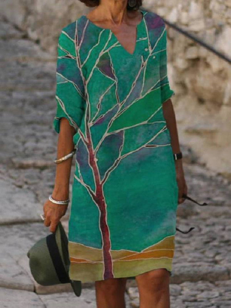 Kvinnors Midi Klänning Blommig Mjuk Material 7