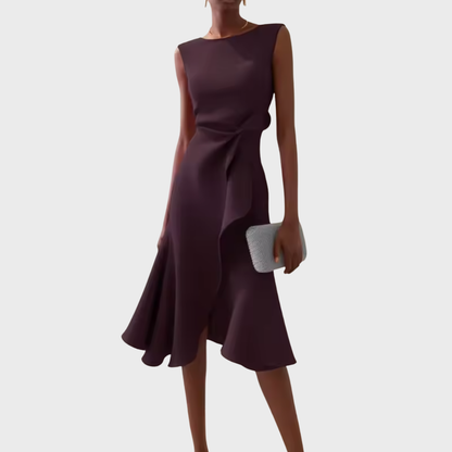 Kvinnors Midi Klänning Draperad Asymmetrisk 10