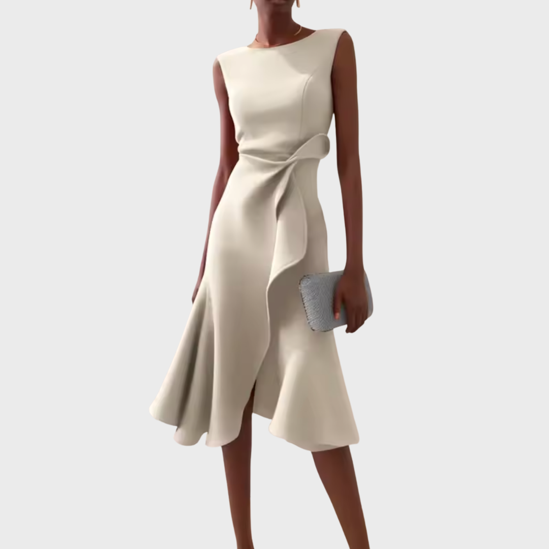 Kvinnors Midi Klänning Draperad Asymmetrisk 11