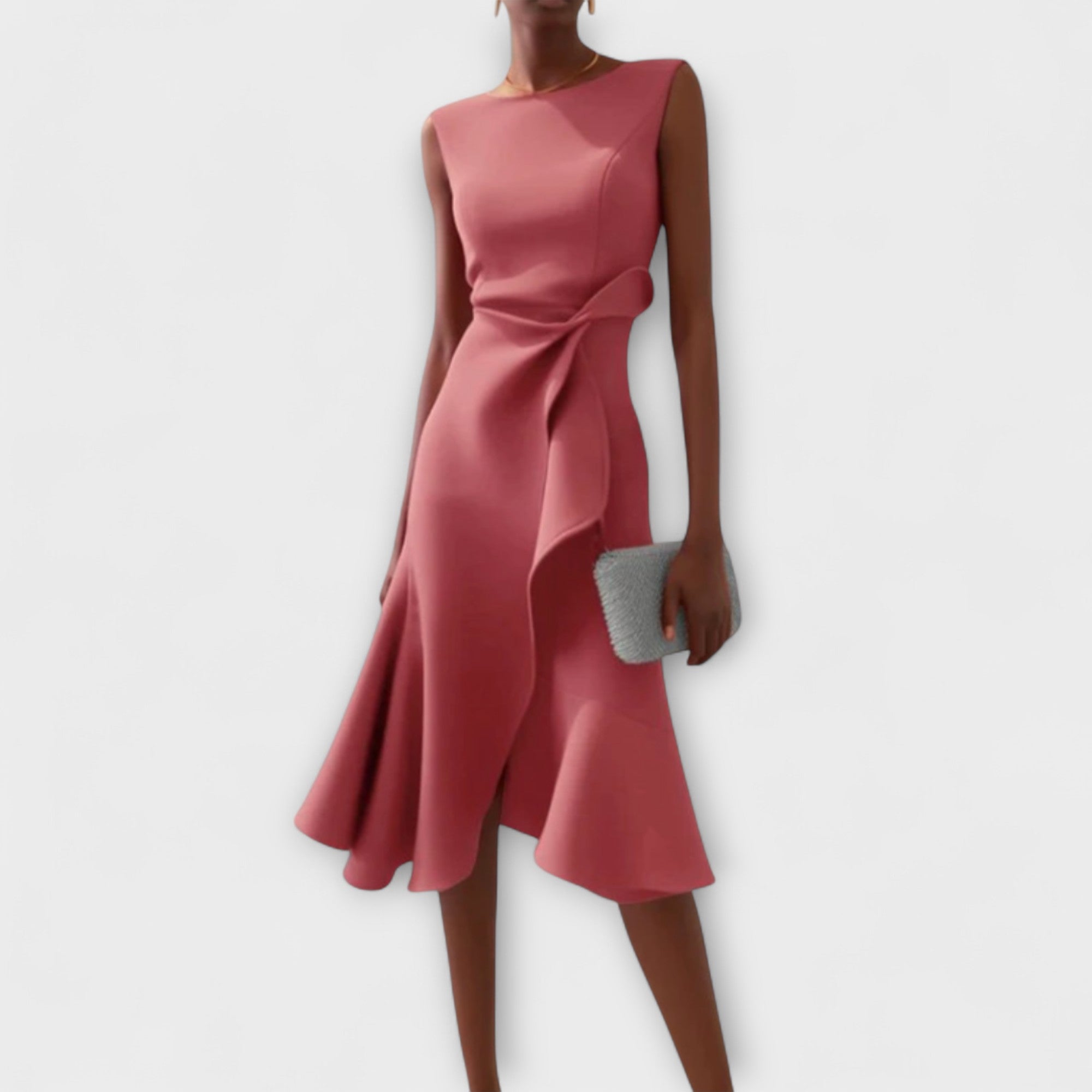 Kvinnors Midi Klänning Draperad Asymmetrisk 2