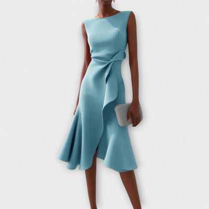 Kvinnors Midi Klänning Draperad Asymmetrisk 3