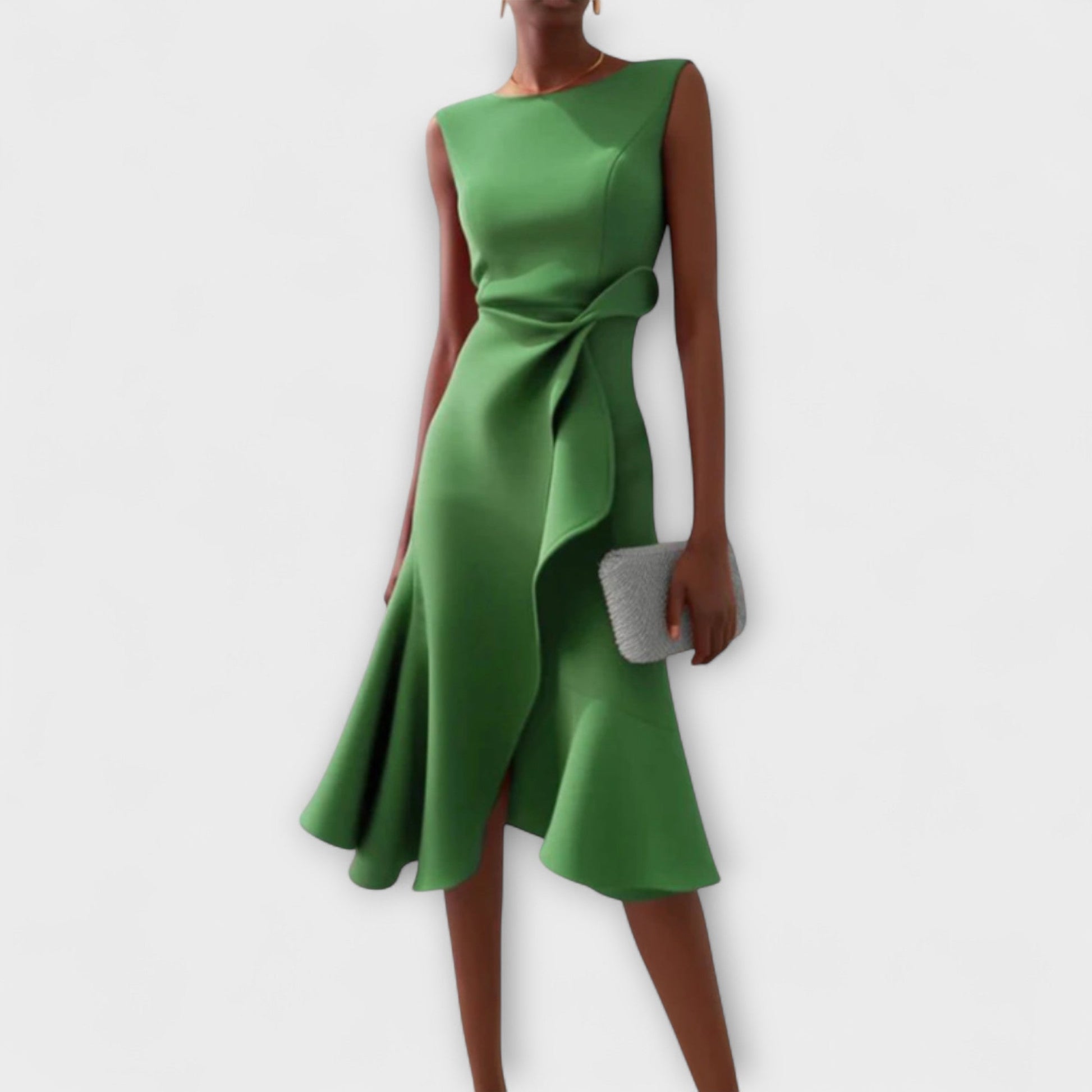 Kvinnors Midi Klänning Draperad Asymmetrisk 5