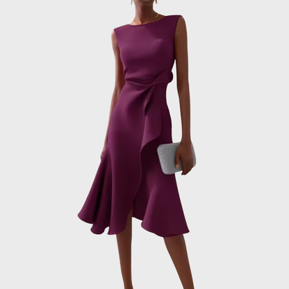 Kvinnors Midi Klänning Draperad Asymmetrisk 6