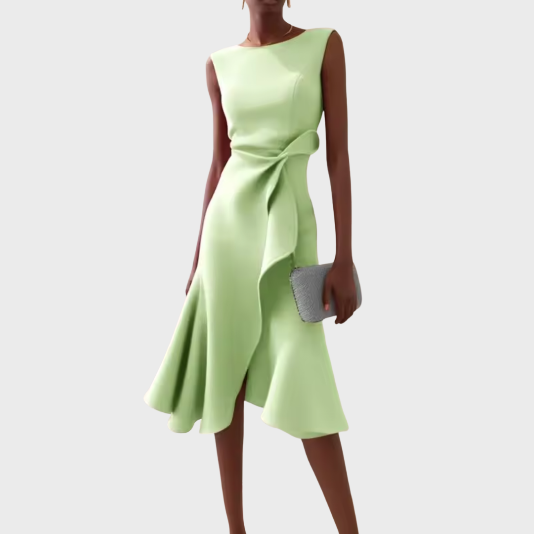 Kvinnors Midi Klänning Draperad Asymmetrisk 7