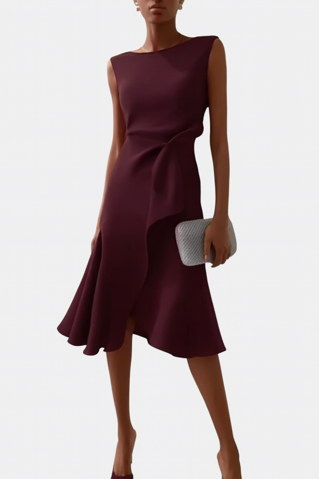 Kvinnors Midi Klänning Draperad Asymmetrisk 9