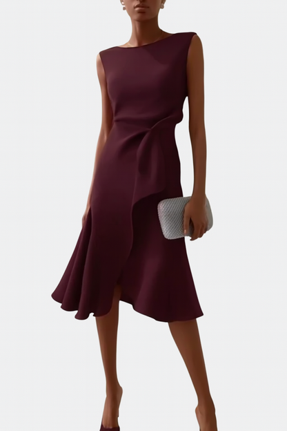 Kvinnors Midi Klänning Draperad Asymmetrisk 9