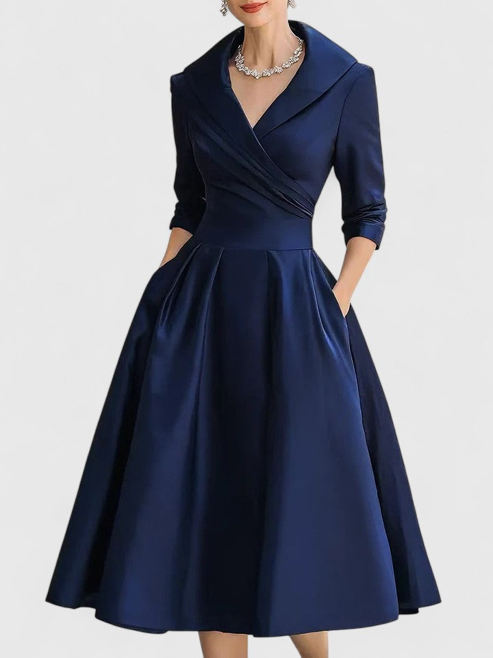 Kvinnors Midi Klänning Elegant Stil 4