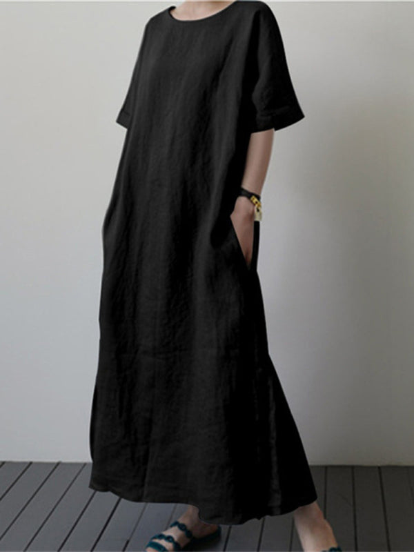 Kvinnors Midi Klänning Med Bälte Mjuk Material Sidoflik 2