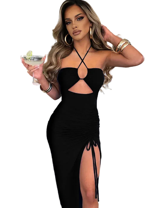 Kvinnors Midi Klänning Rygglös Bodycon 0