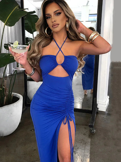 Kvinnors Midi Klänning Rygglös Bodycon 7