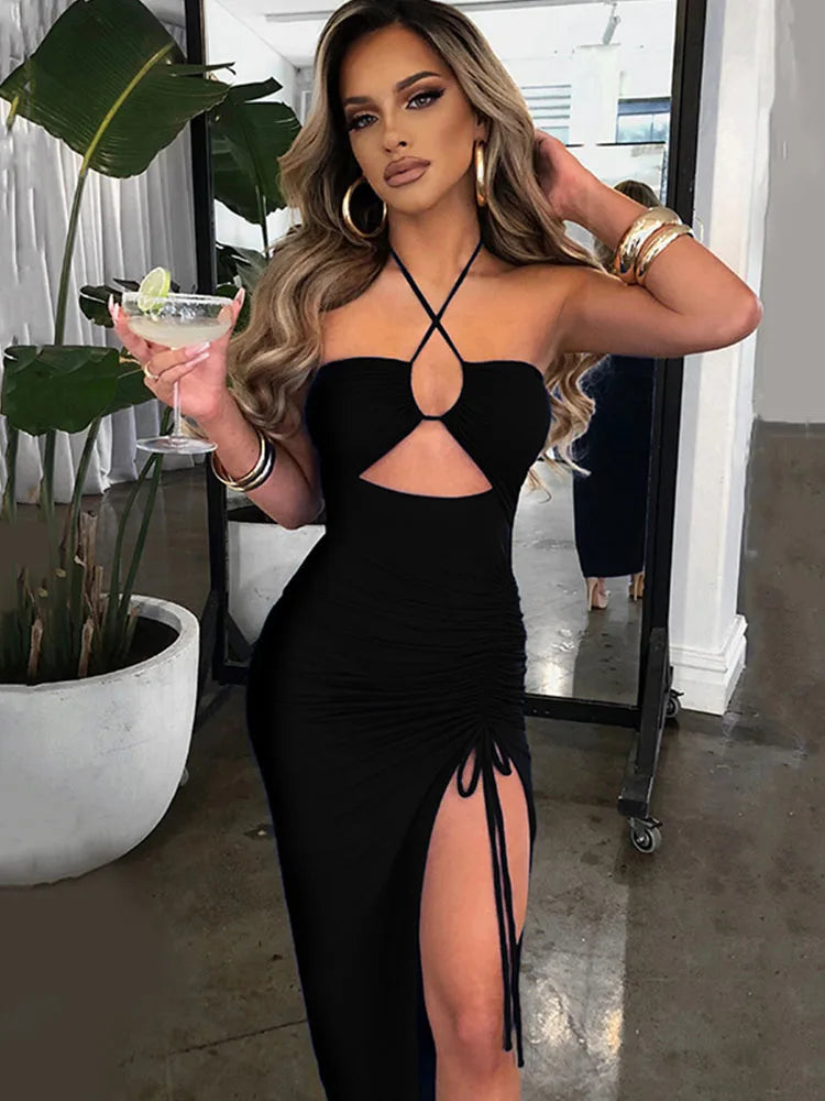 Kvinnors Midi Klänning Rygglös Bodycon 8