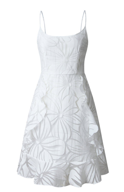 Kvinnors Midi Klänning U-Hals Volang Polyester 3