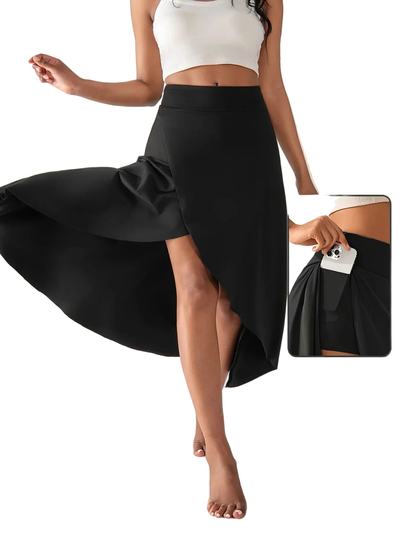 Kvinnors Midi Omlottkjol med Culotte 0