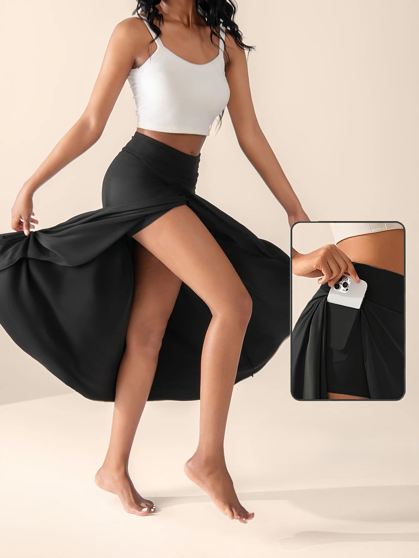 Kvinnors Midi Omlottkjol med Culotte 5
