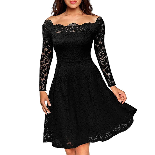 Kvinnors Midiklänning med Off-Shoulder Design 0