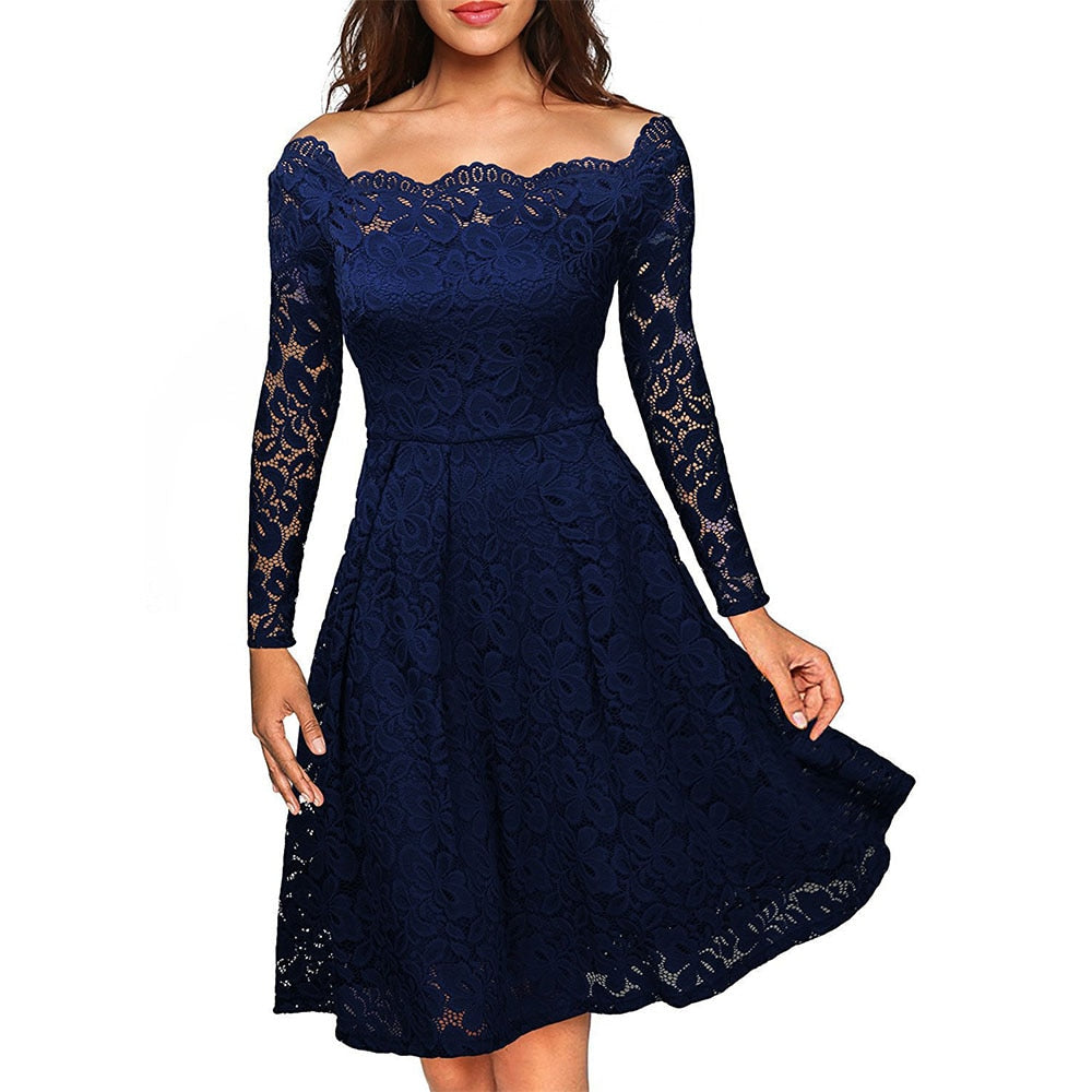 Kvinnors Midiklänning med Off-Shoulder Design 2