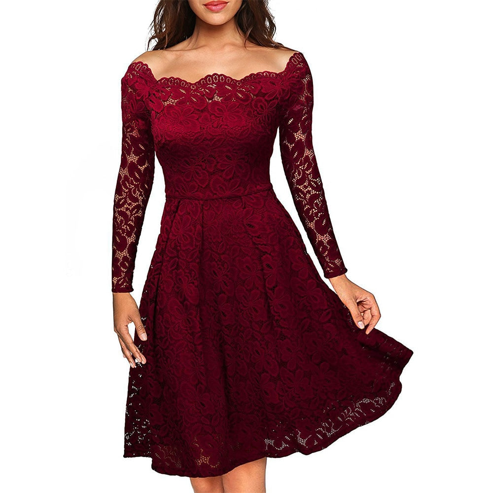 Kvinnors Midiklänning med Off-Shoulder Design 4