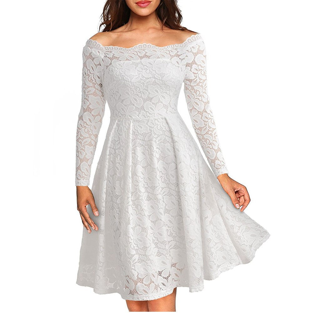 Kvinnors Midiklänning med Off-Shoulder Design 5