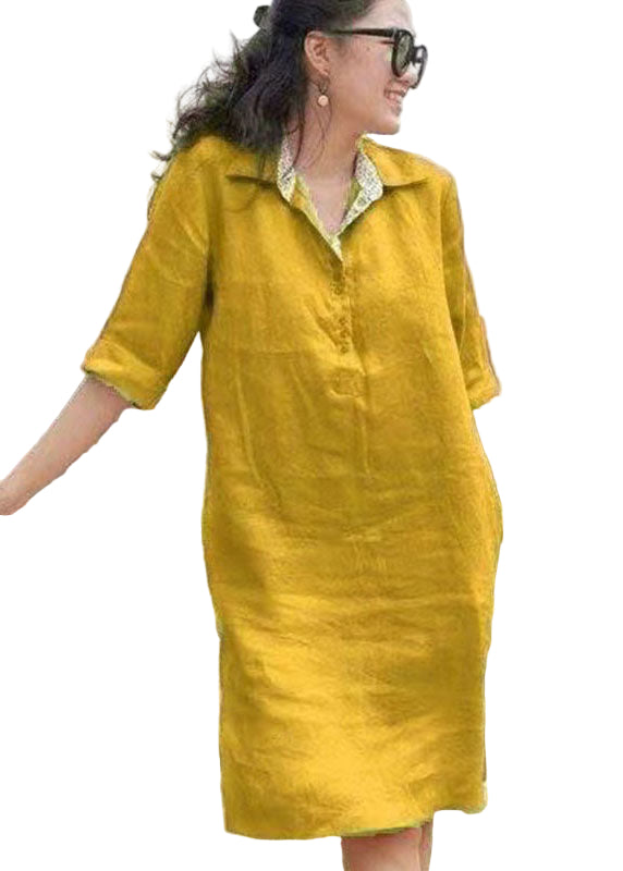 Kvinnors Midiklänning med Peter Pan-krage i Patchwork 0