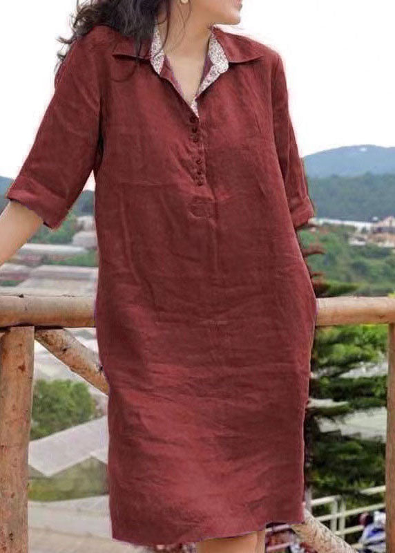 Kvinnors Midiklänning med Peter Pan-krage i Patchwork 3