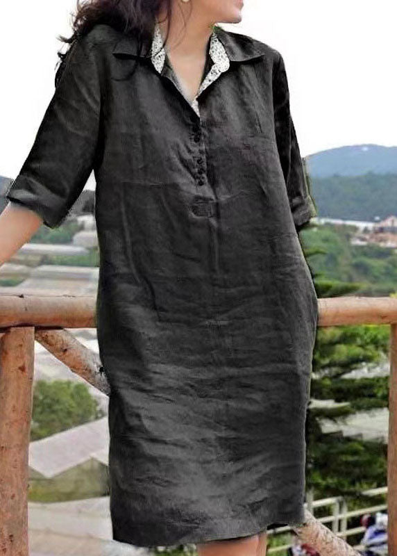 Kvinnors Midiklänning med Peter Pan-krage i Patchwork 4