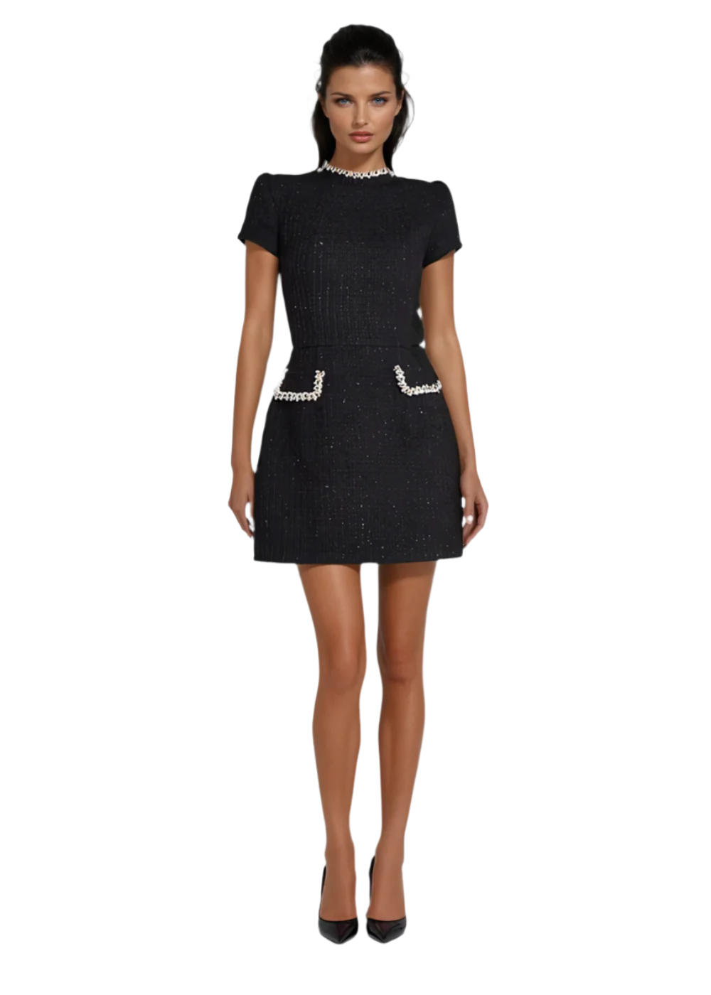 Kvinnors Mini Klänning Mock Neck Stilren Design 0