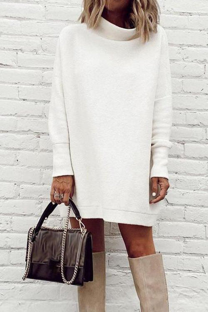 Kvinnors Miniklänning med Mockneck och Drop Shoulder 0